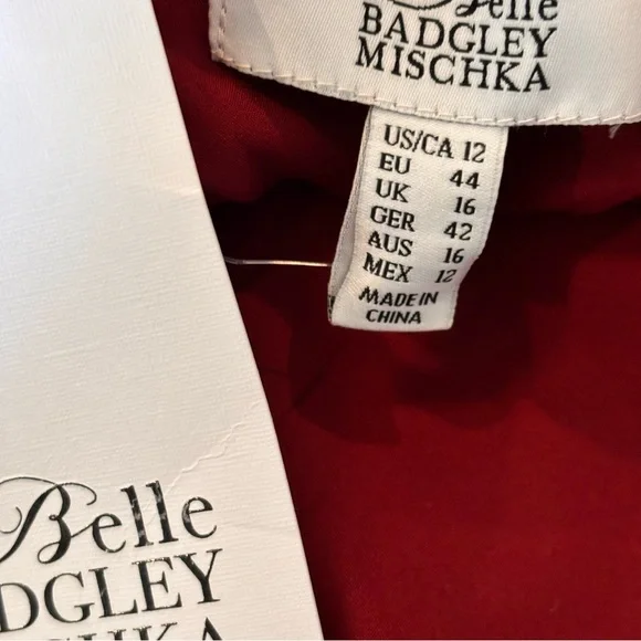 NWT Belle by Badgley Mischka Harlow Off-the-Shoulder Puffed Sleeve Dress,size 12 - Picture 10 of 14